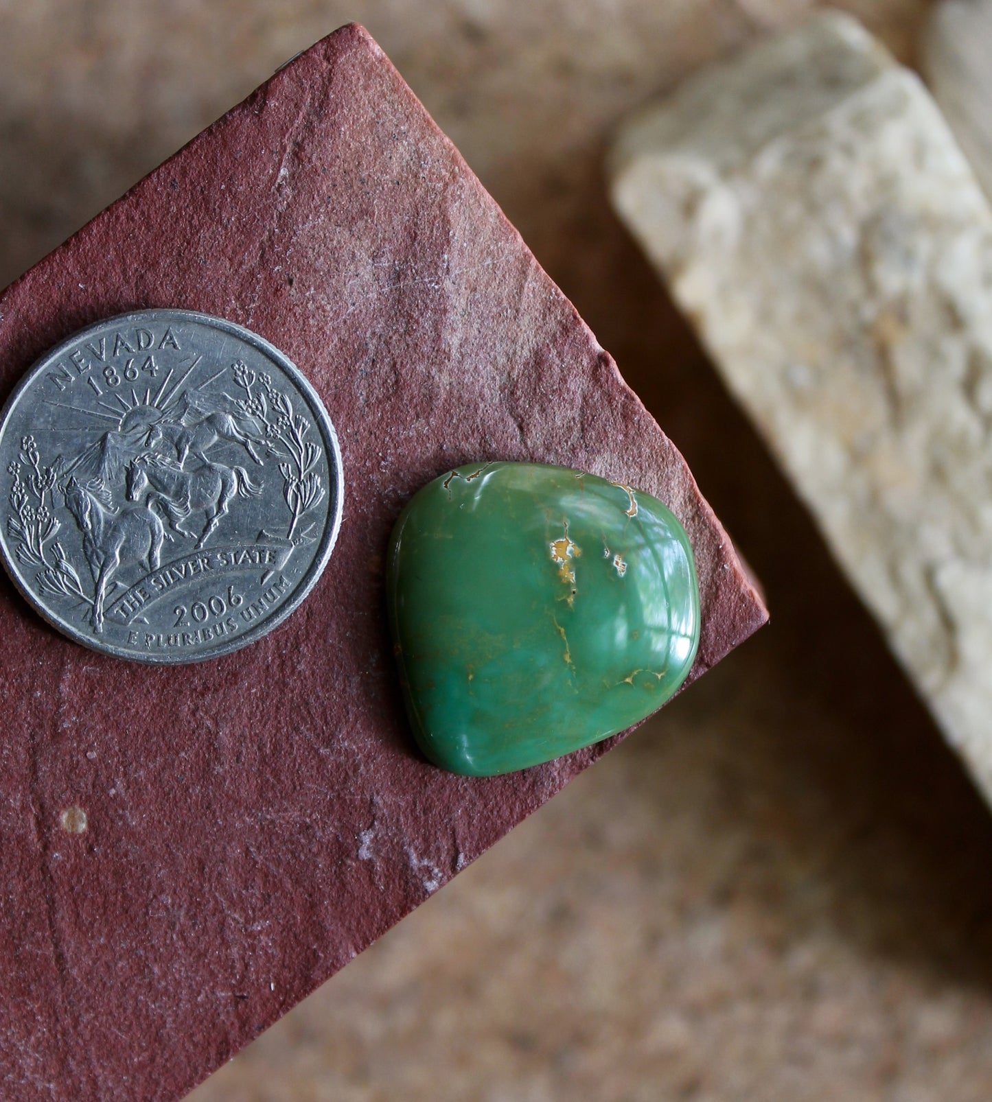 15 green turquoise cabochon from Stone Mountain Mine