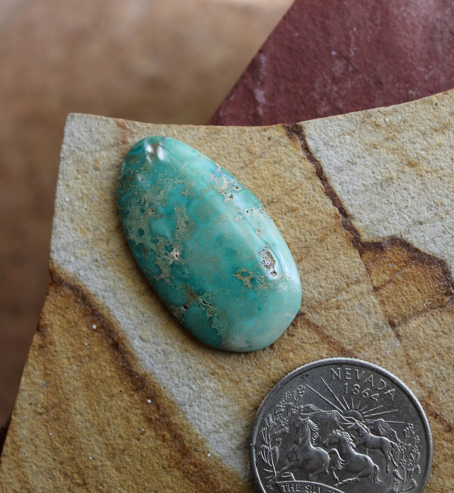 16 carat green Stone Mountain Turquoise cabochon