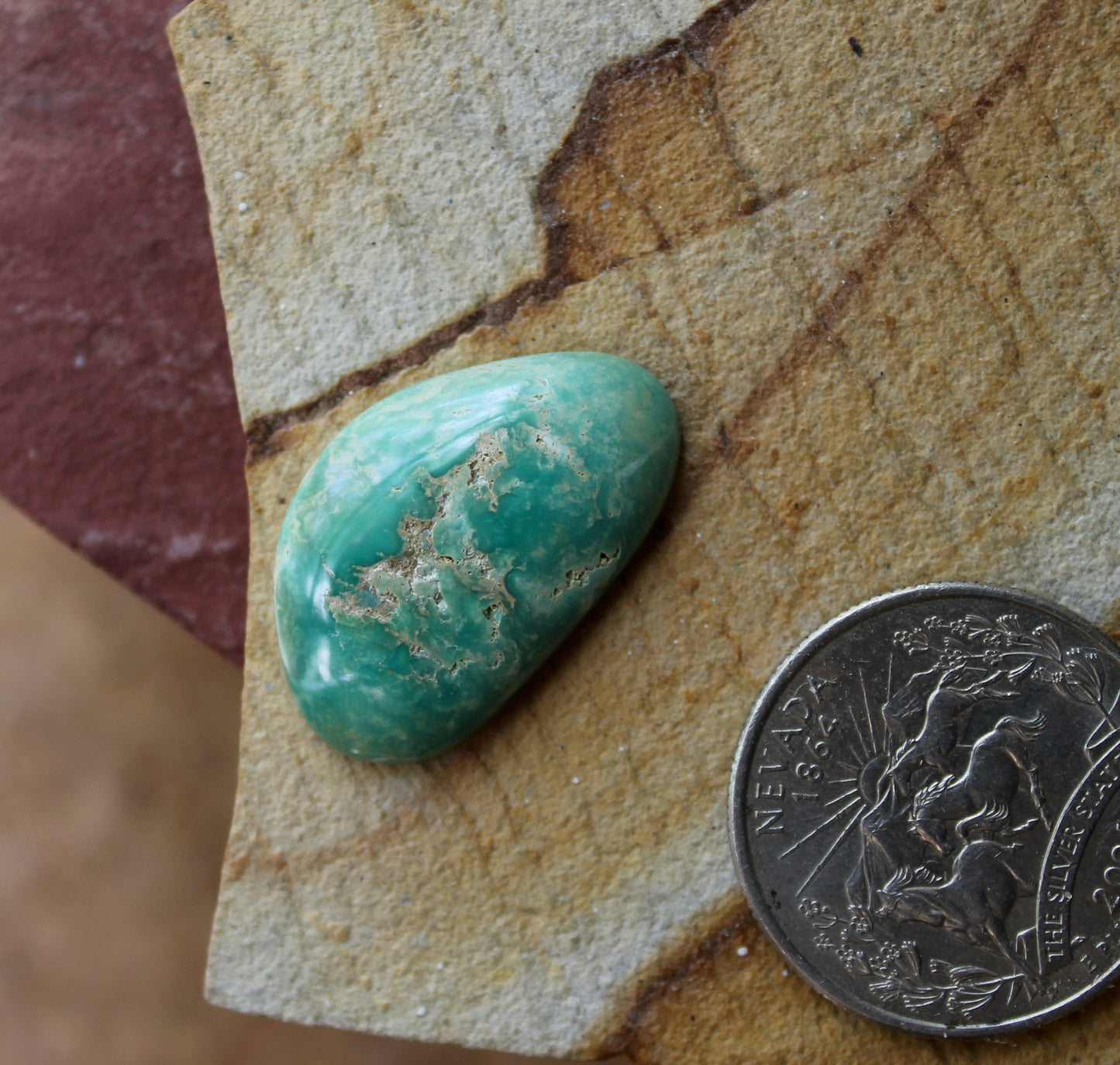 13 carat green Stone Mountain Turquoise cabochon