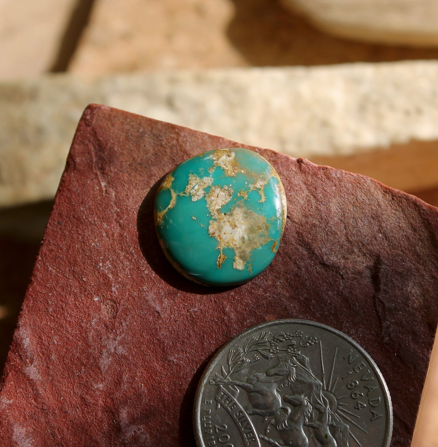 8 carat green Stone Mountain Turquoise cabochon
