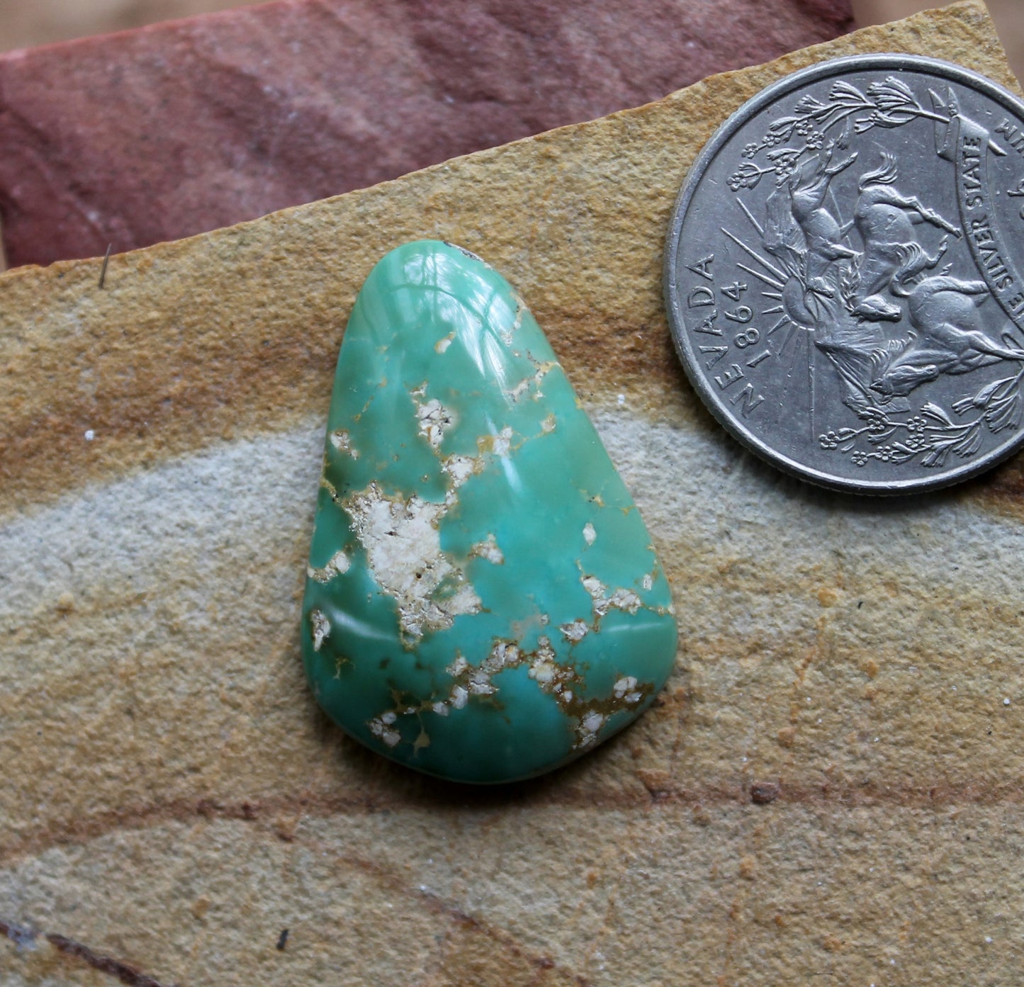 22.7 carat green turquoise cabochon from Stone Mountain Mine