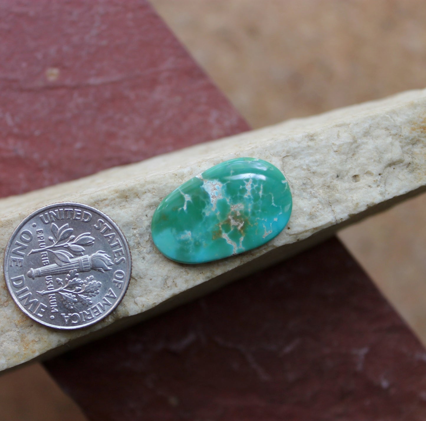 6 carat green turquoise cabochon from Stone Mountain Mine