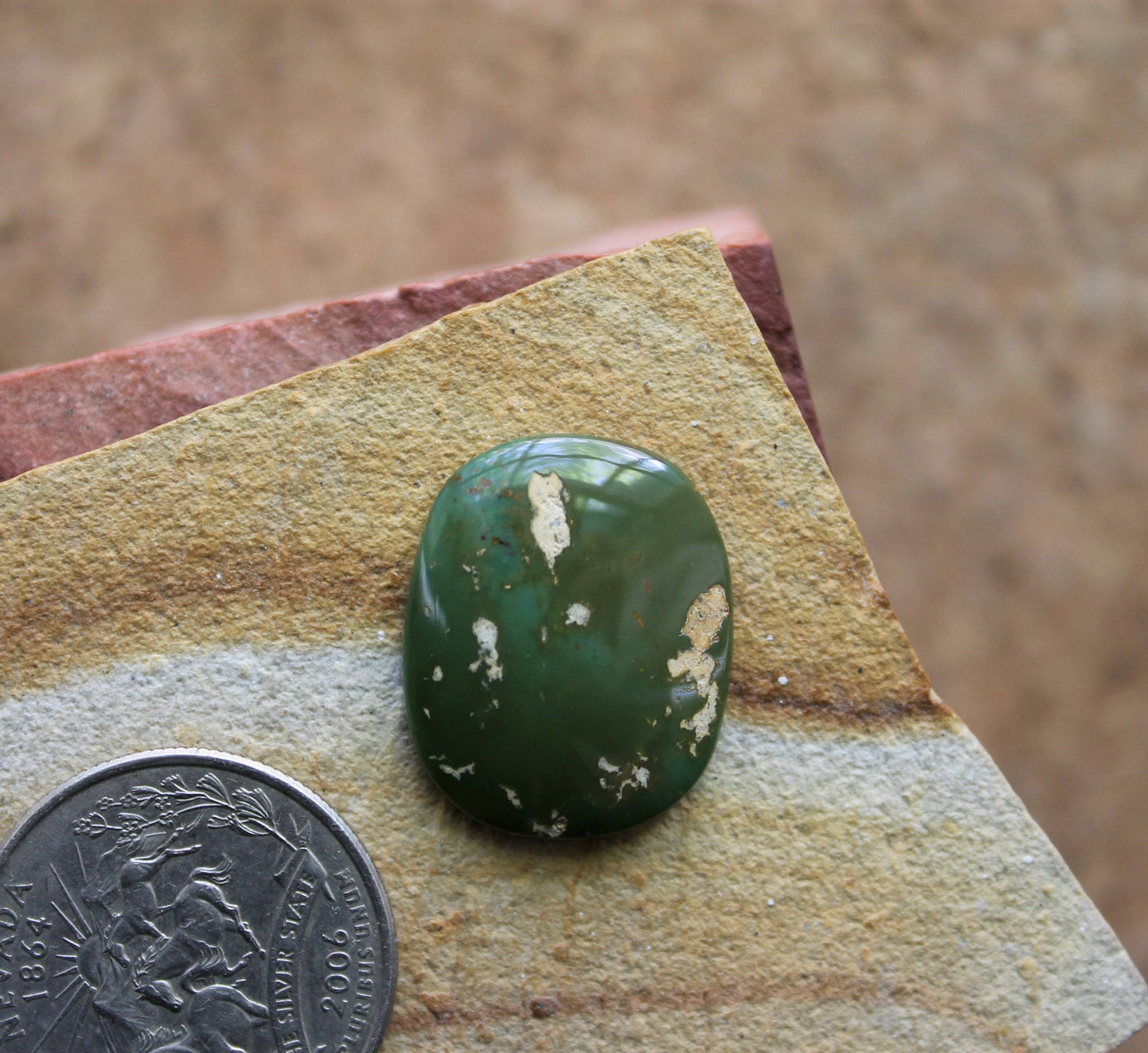 14.8 carat dark green Stone Mountain Turquoise cabochon