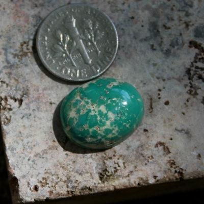 Sea-green hues and thick depth for this natural turquoise cabochon.