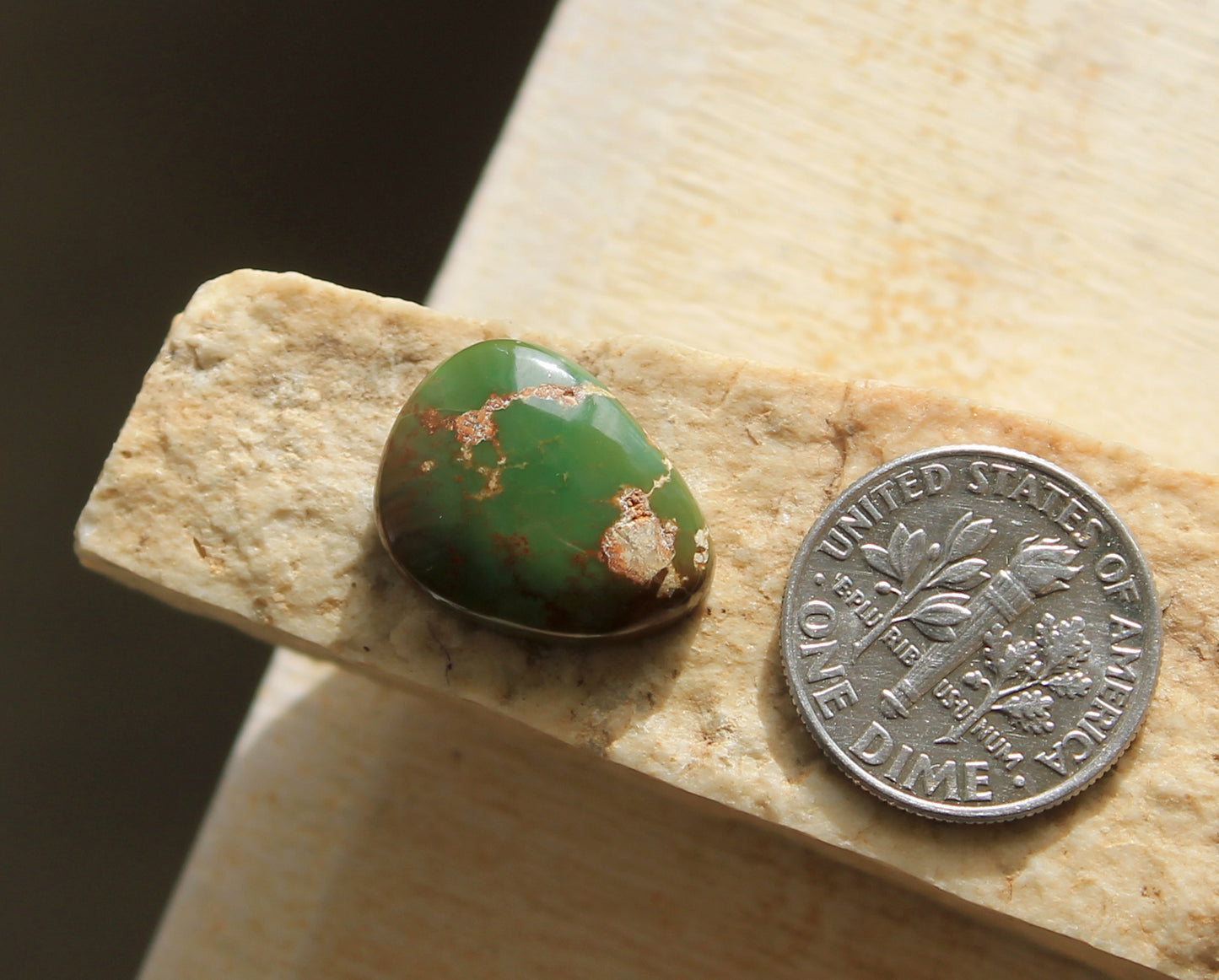 7 carats dark green on this natural Stone Mountain Turquoise cabochon