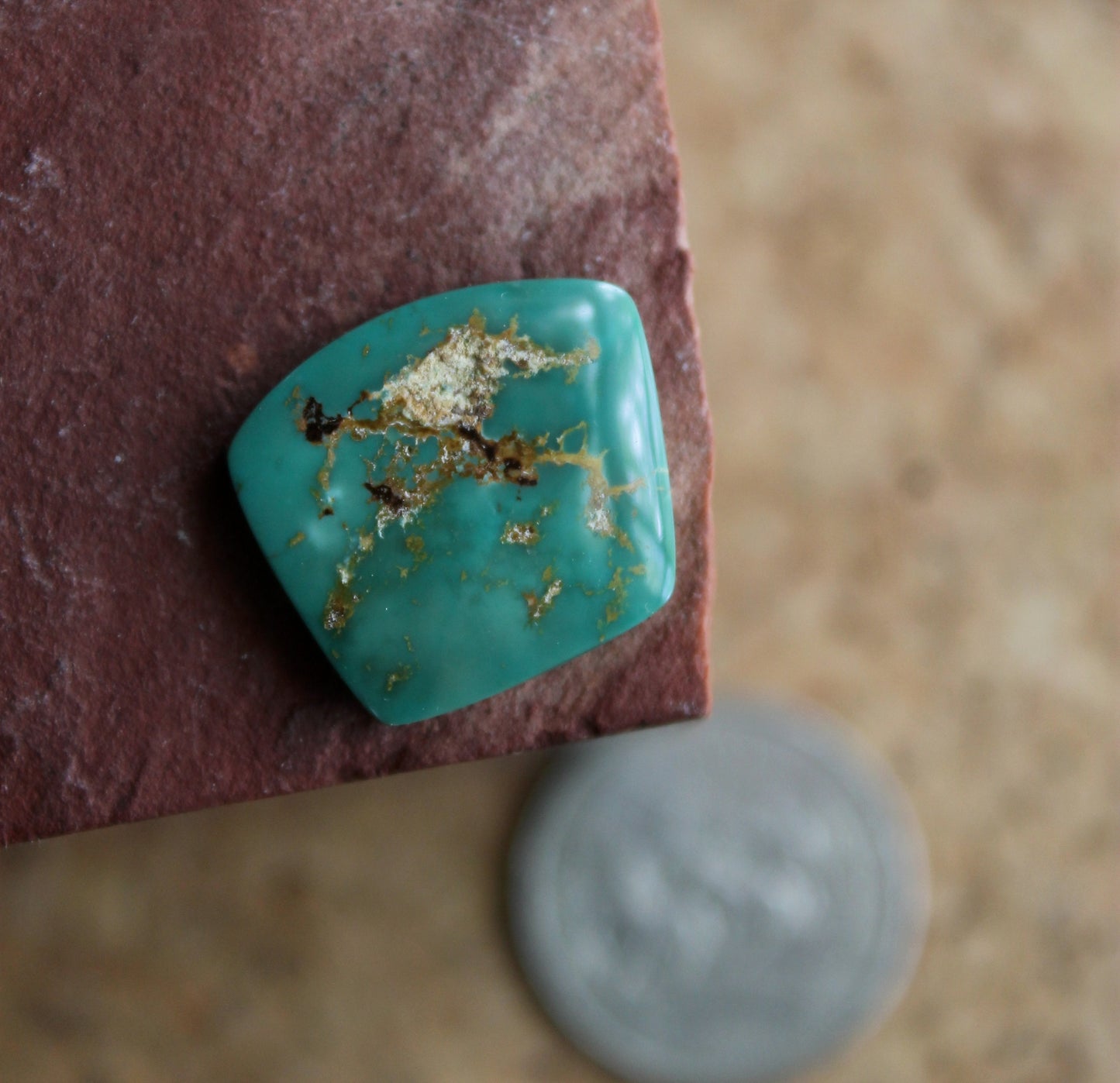 15 carat teal green Stone Mountain Turquoise cabochon