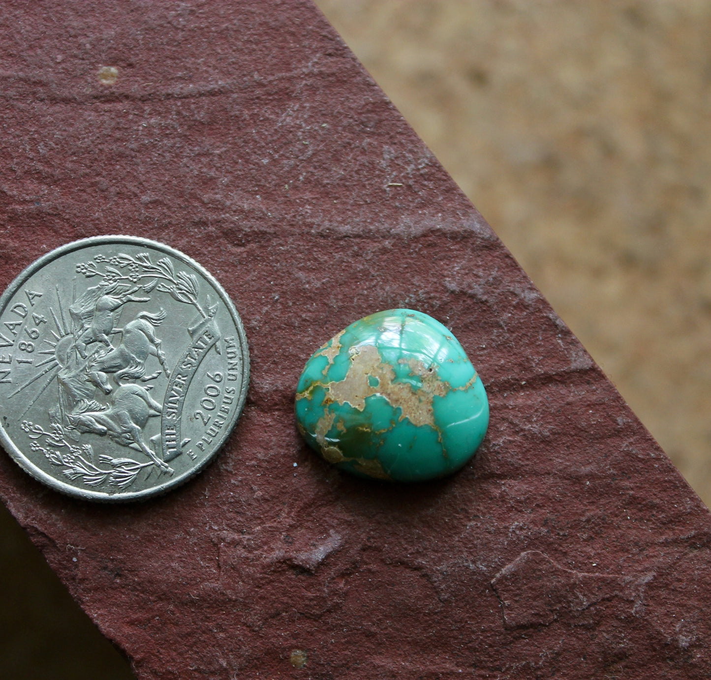 11 carat teal blue turquoise cabochon from near Yerington NV (Harcross)