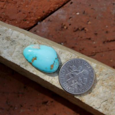 Bright blue contrasts red on this natural Nevada turquoise cabochon