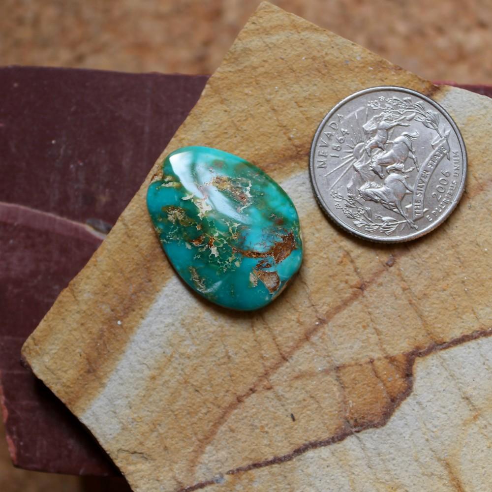 19 carat blue Stone Mountain Turquoise cabochon with red matrix - Nevada Cassidys