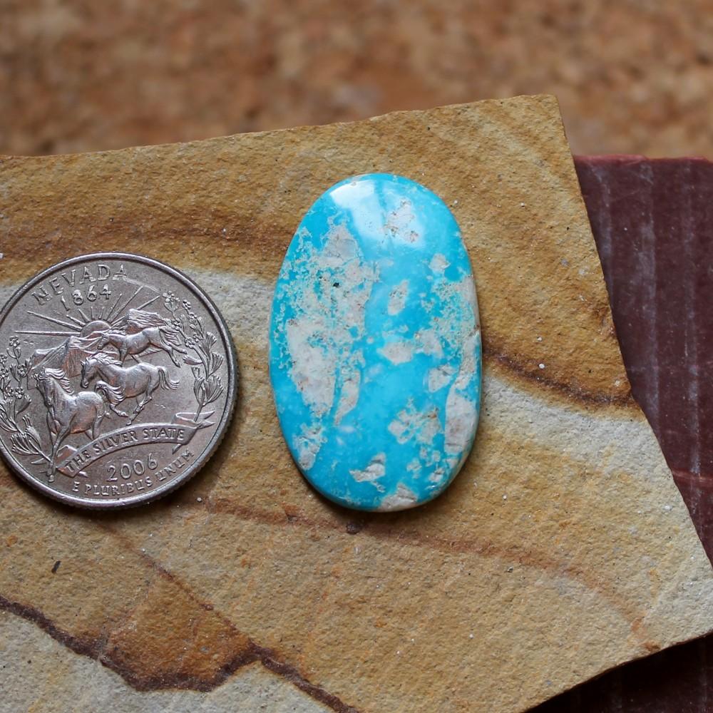 20 carat icy blue Stone Mountain Turquoise cabochon - Nevada Cassidys