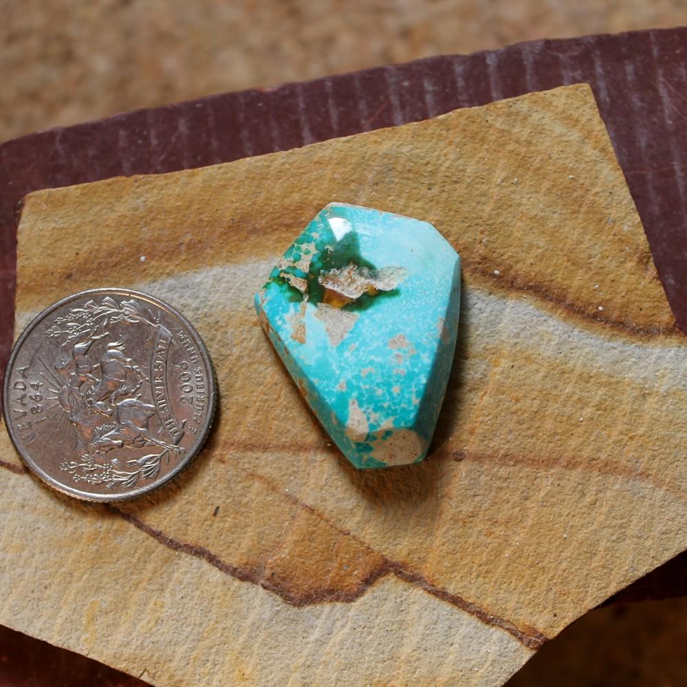 37 carat color change Stone Mountain Turquoise geometric freeform cabochon - Nevada Cassidys