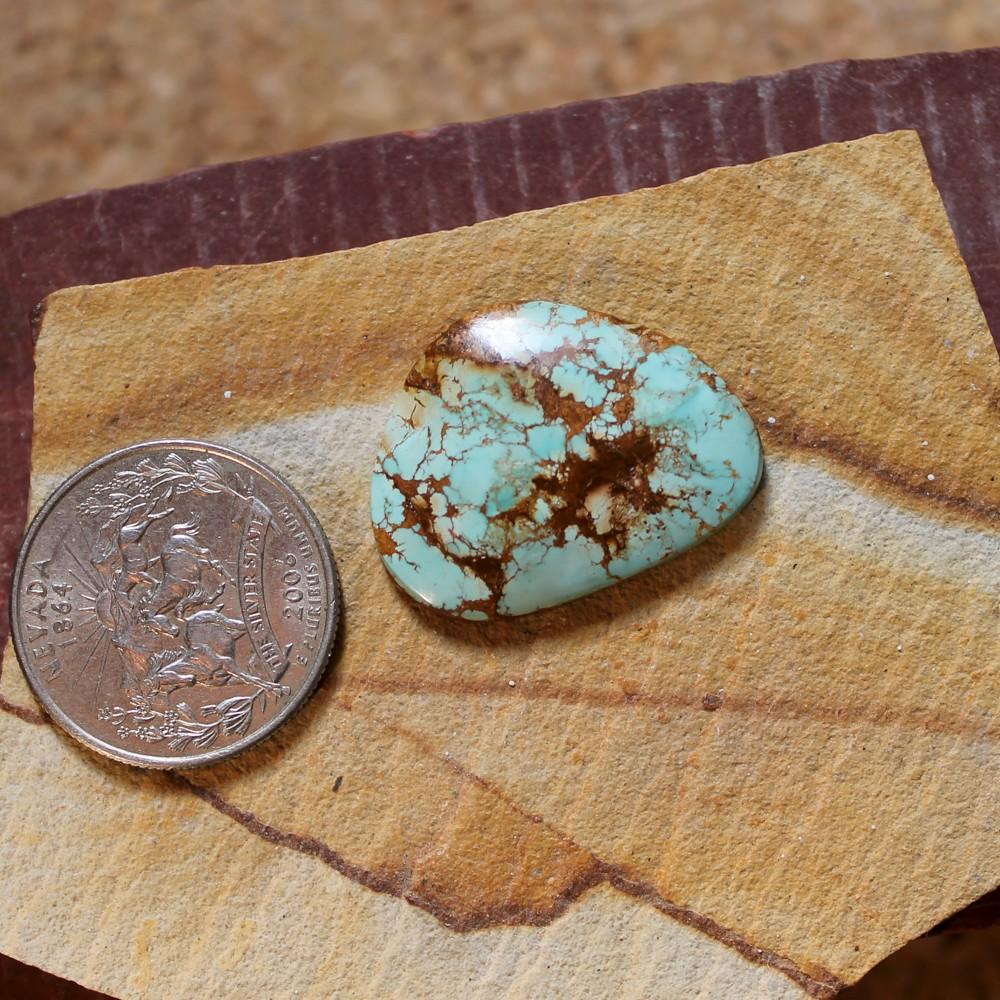 21 carat blue Stone Mountain Turquoise cabochon with red matrix - Nevada Cassidys