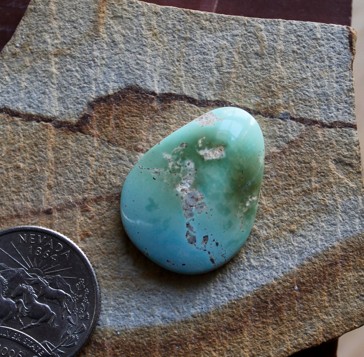 22 carat color change Stone Mountain Turquoise cabochon with a high dome