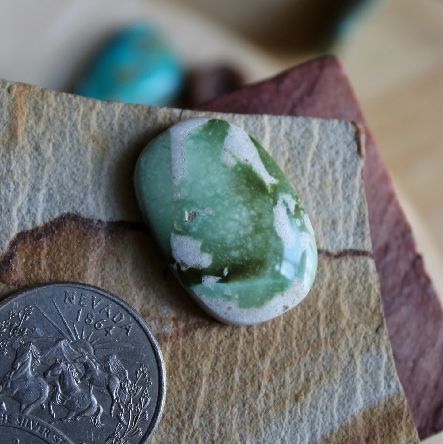 21 carat green Stone Mountain Turquoise cabochon