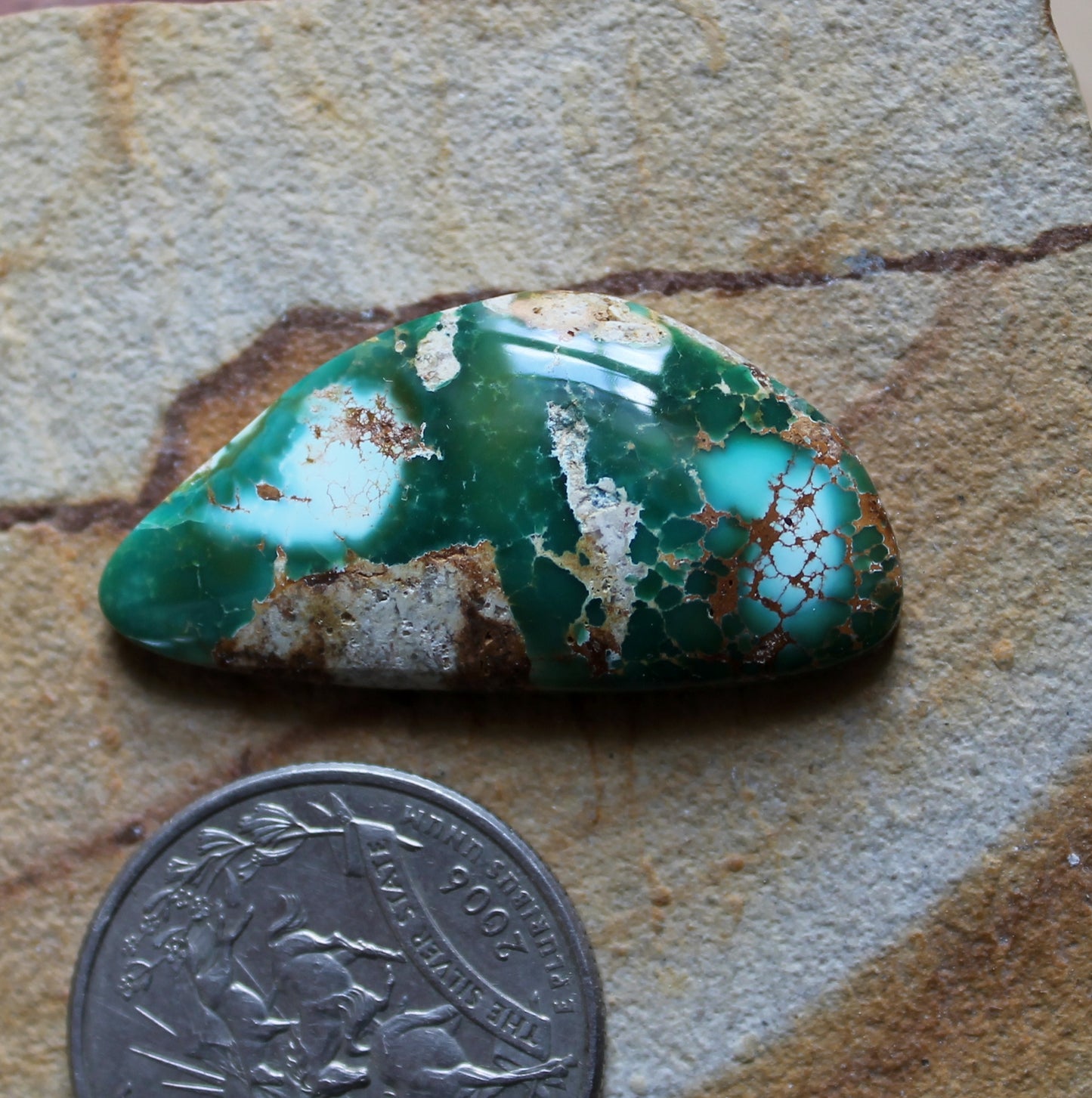 23 carat green Stone Mountain Turquoise cabochon