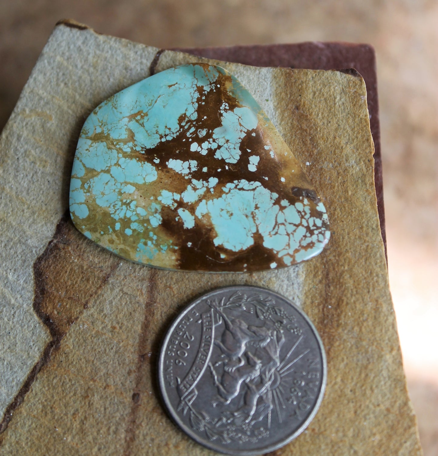 34 carat light blue Stone Mountain Turquoise cabochon with red matrix