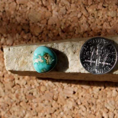 Blue contrasts, green and tan on this Stone Mountain Turquoise freeform cabochon