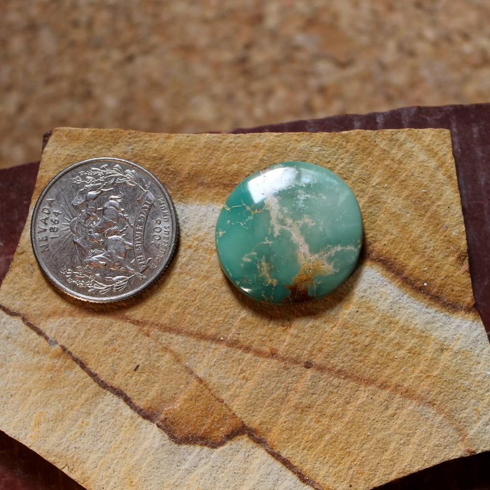 21 carat round green Stone Mountain Turquoise cabochon - Nevada Cassidys