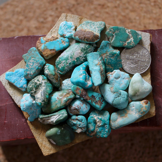 40.1 grams tumbled Stone Mountain Turquoise nuggets with mixed color