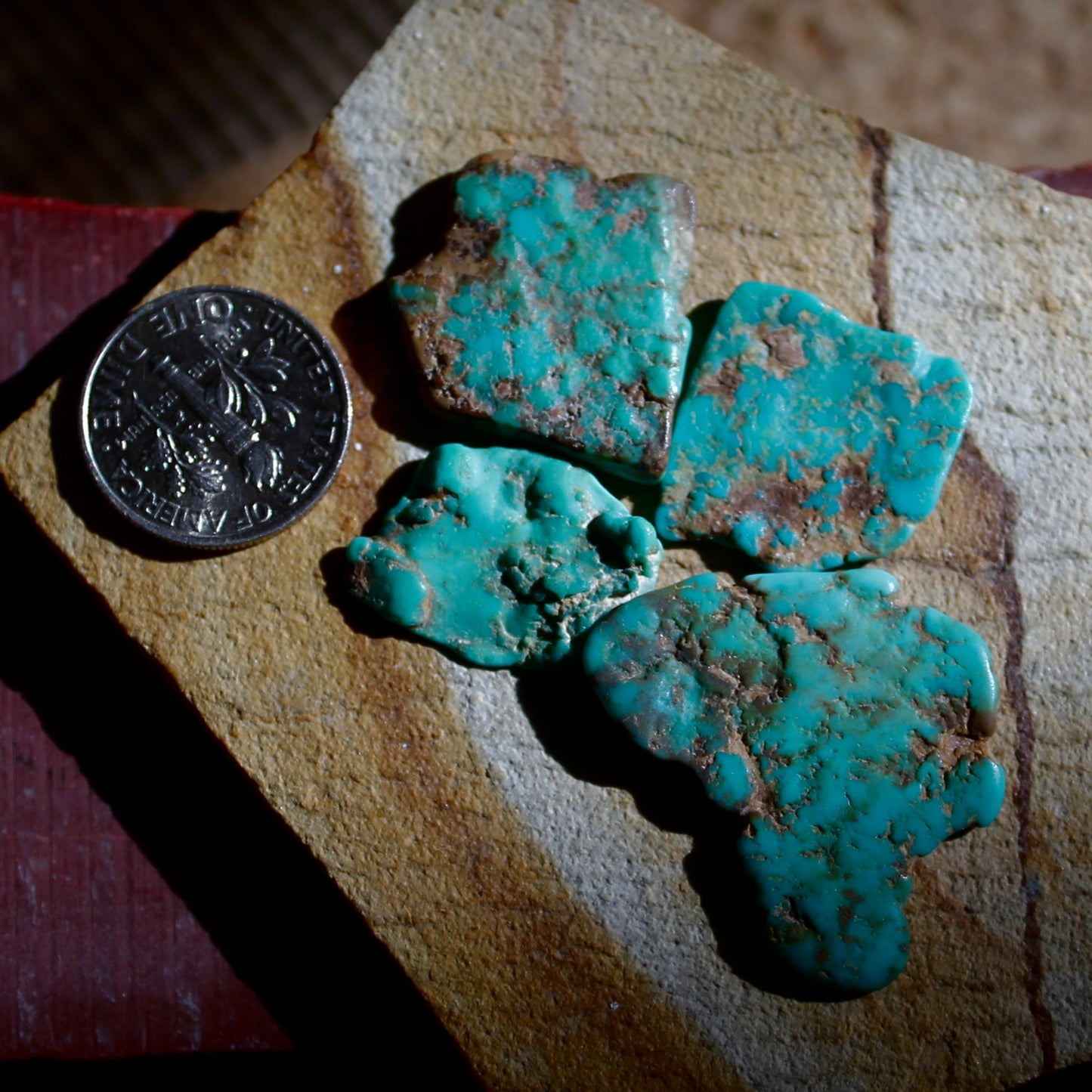 6.1 grams deep blue teal Stone Mountain Turquoise vein segments