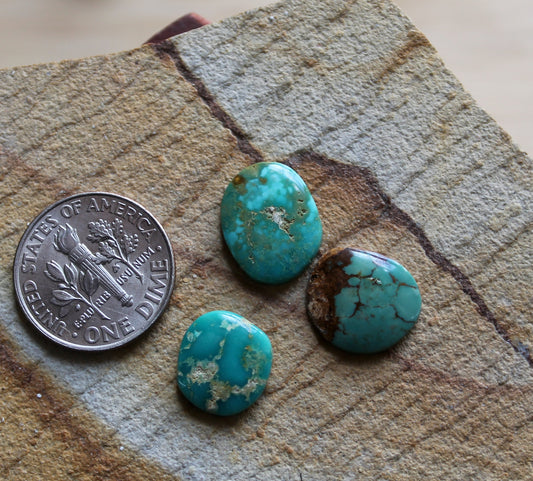 A trio of blue Stone Mountain Turquoise cabochons