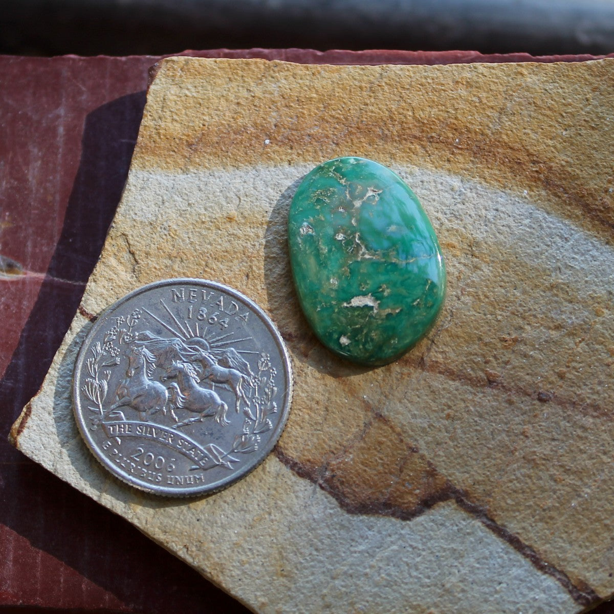 11.2 carat green Stone Mountain Turquoise cabochon
