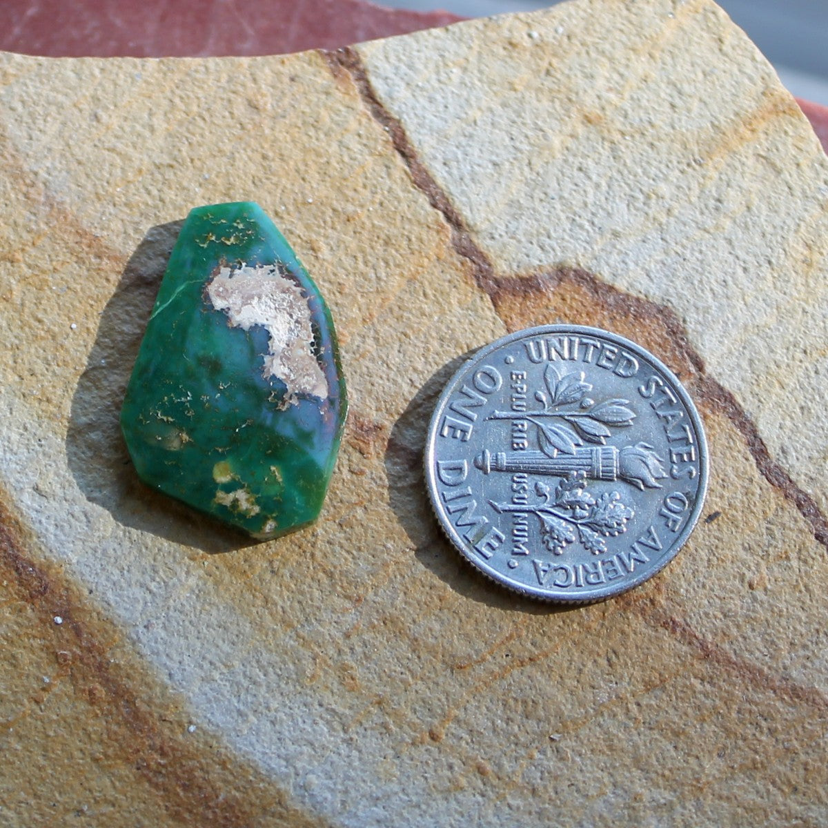7.1 carat angular cut green Stone Mountain Turquoise cabochon