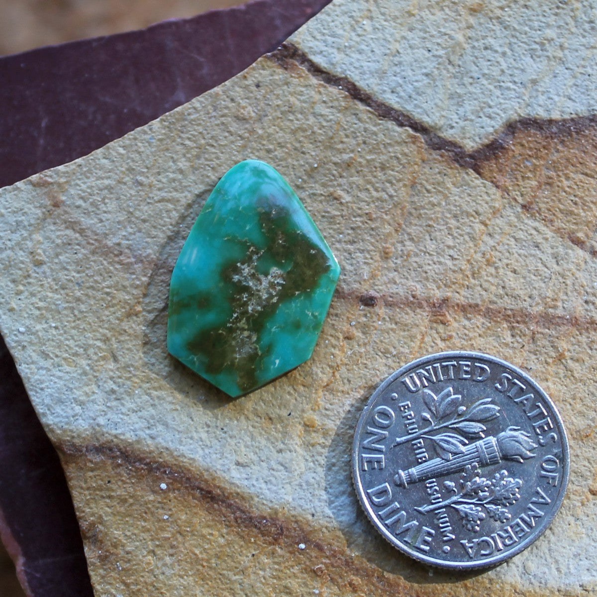 4.6 carat angular cut green Stone Mountain Turquoise cabochon