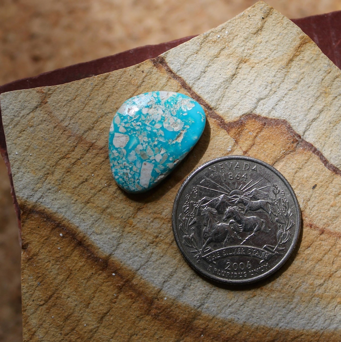 10.6 carat icy blue Stone Mountain Turquoise cabochon