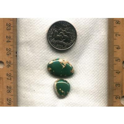 2 matched, green turquoise cabochons. All natural turquoise from northern Nevada.