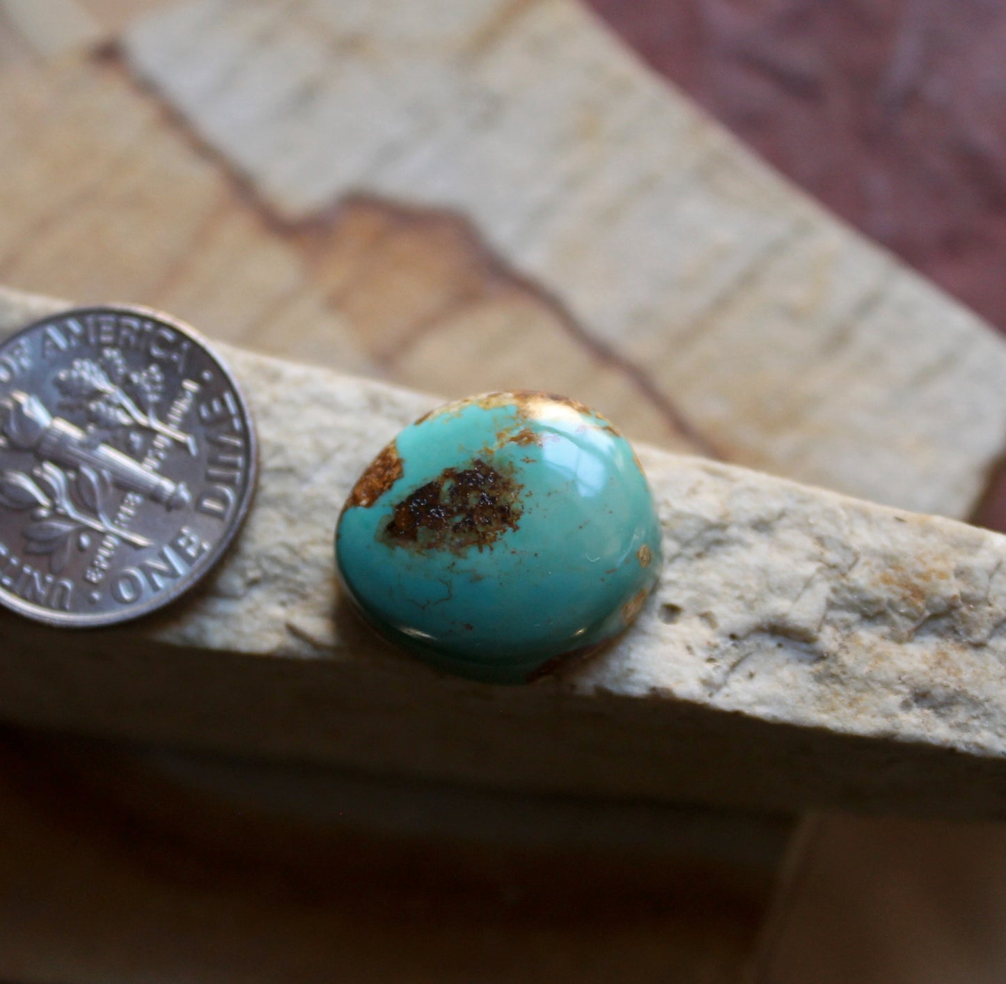 11 carat teal blue Stone Mountain Turquoise cabochon