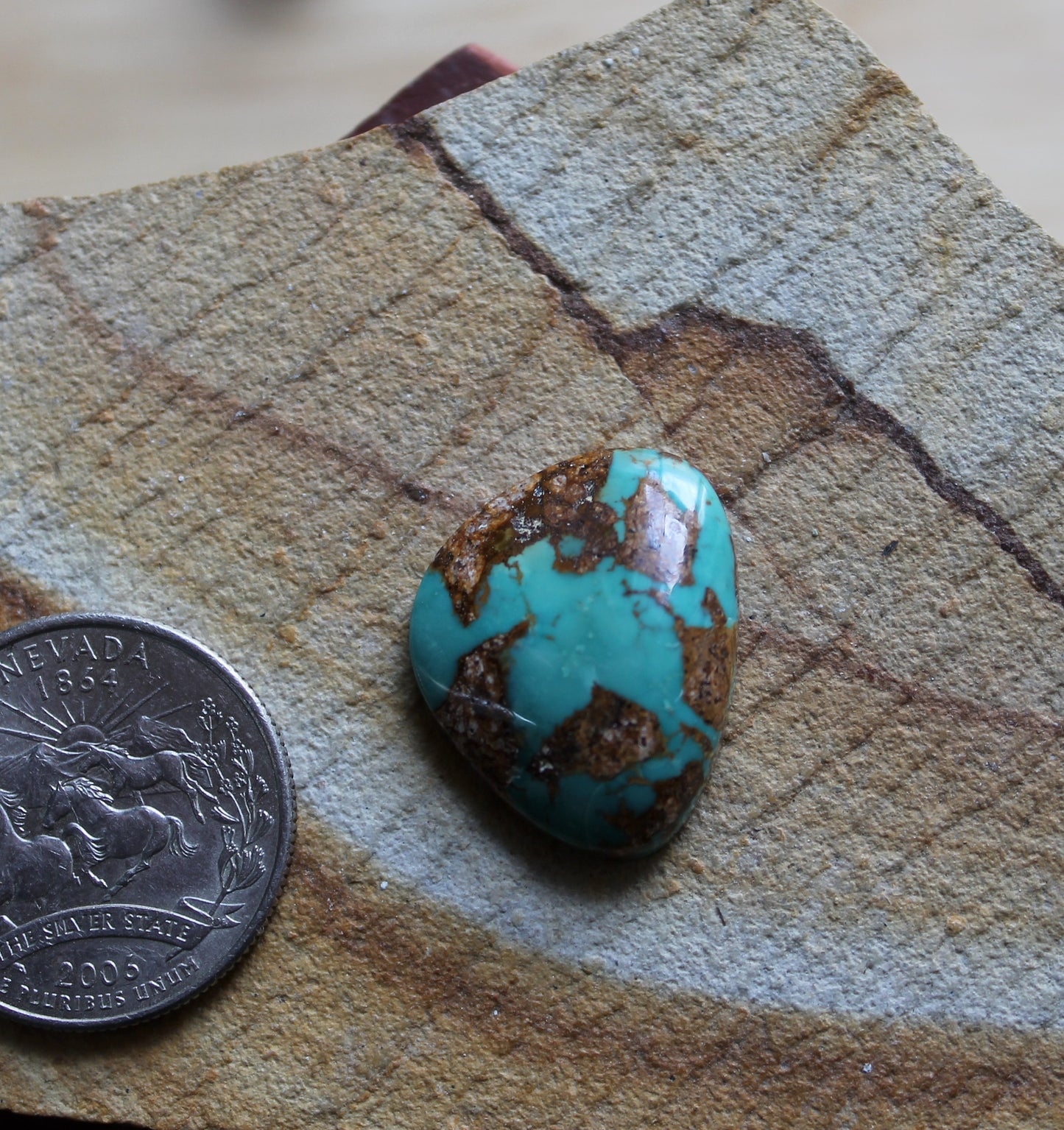 19 carat blue Stone Mountain Turquoise cabochon with a high dome