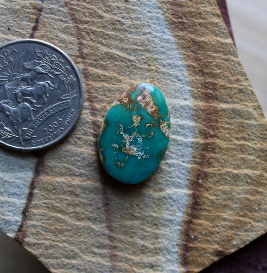 12 carat teal blue Stone Mountain Turquoise cabochon oval